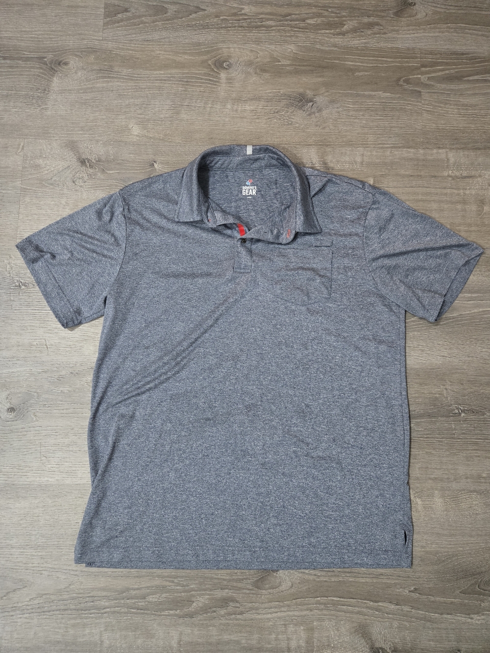Dominos Gear Mens Heathered Gray Pizza Employee Work Polo Shirt Large Logo